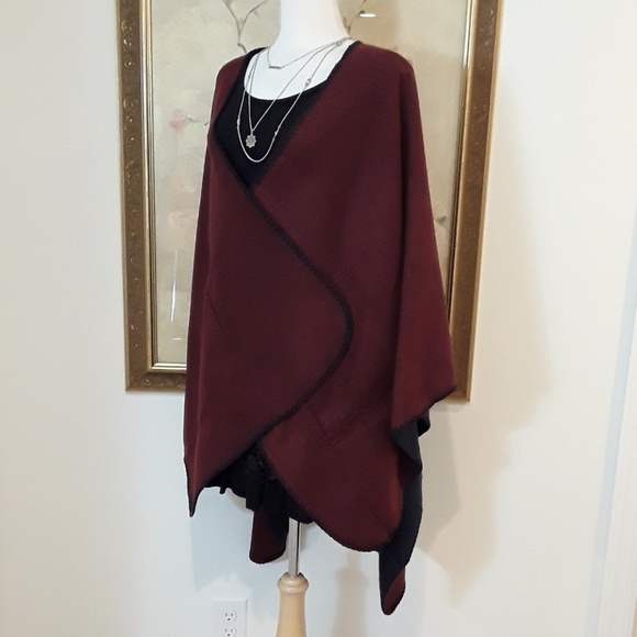 NEW Cozy Warm Soft  Reversible  Poncho Wrap - Picture 4 of 9